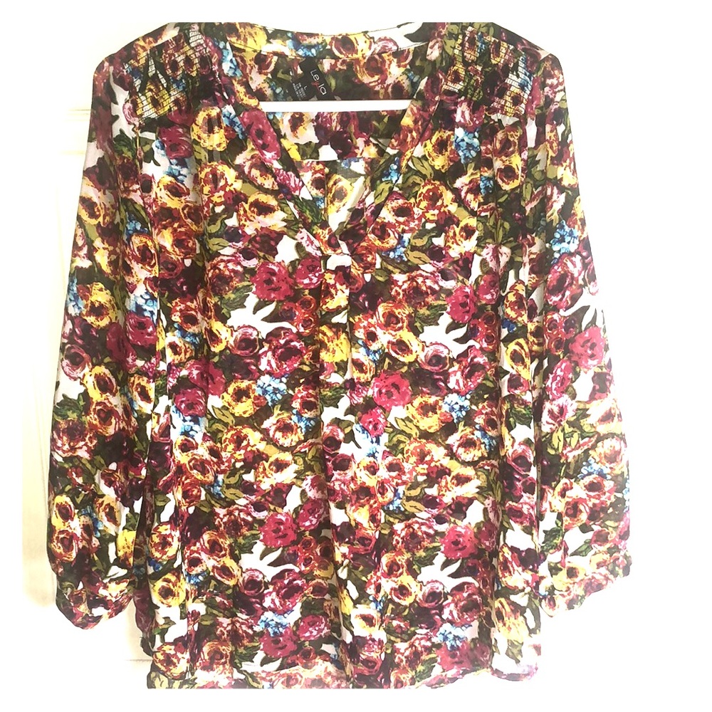 Multi Colored Sheer Floral Blouse